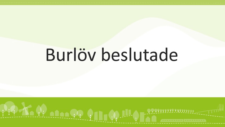 Texten: "Burlöv beslutade" på grön bakgrund i olika nyanser