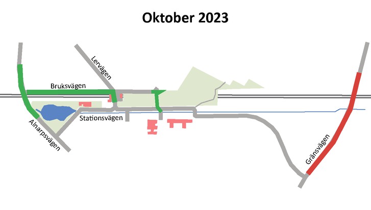 Karta över ytorna kring spåren i Åkarp.