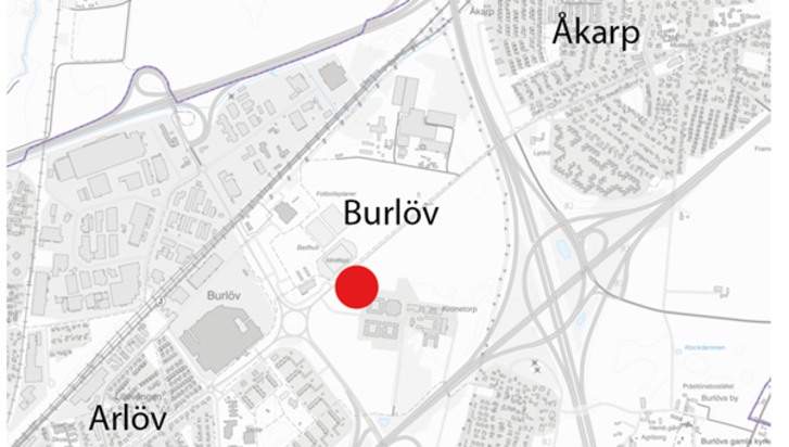Karta över centrala Burlöv